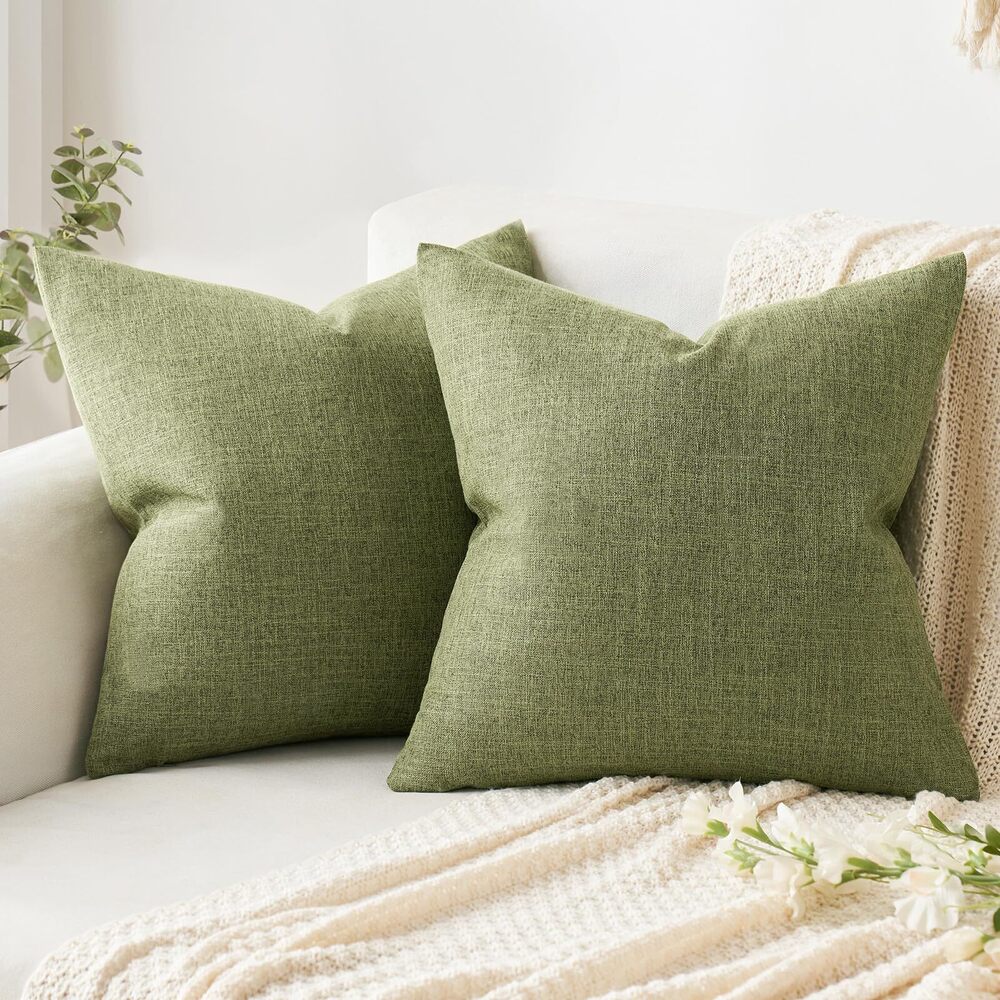 7796 Pack of 2 Decorative Linen Burlap Pillow Covers Farmhouse Boho Accent